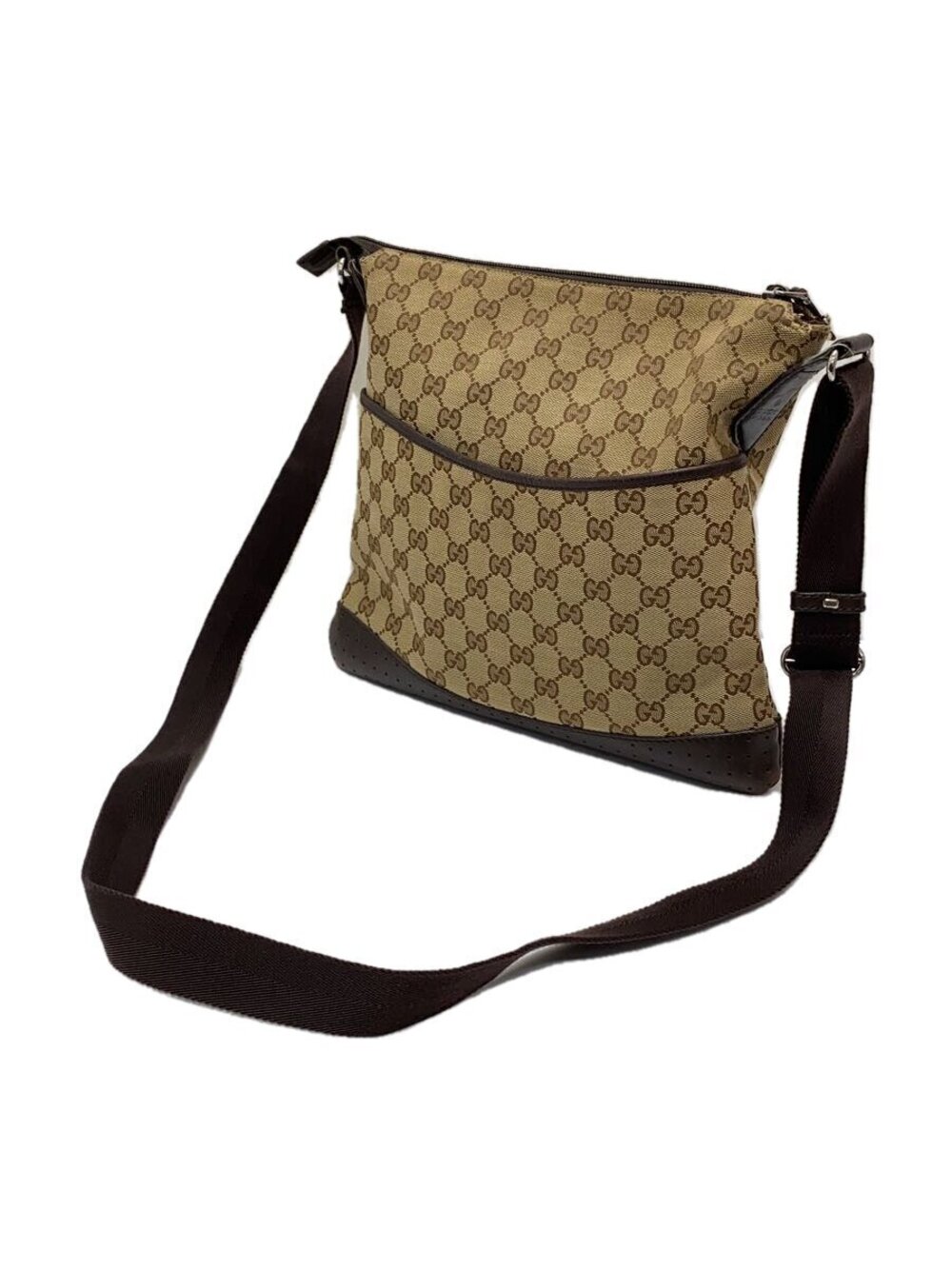 Gucci GG Canvas Crossbody Bag monogram perforated leather Brown